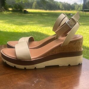 A New Day Tan Cream Wedge Platform Sandals
